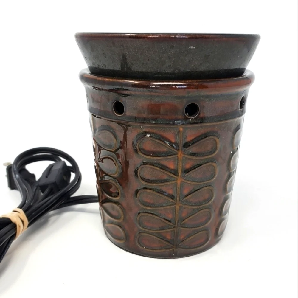 SCENTSY FARFALLE FULL SIZE WAX WARMER RETIRED RED BROWN GLAZE